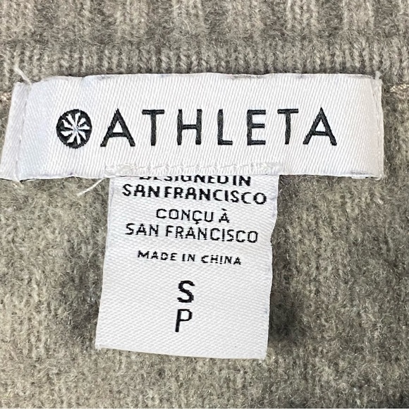Athleta Sweater Women S Petite Gray Animal Print Merino Wool Blend Scope Neck - Picture 2 of 7